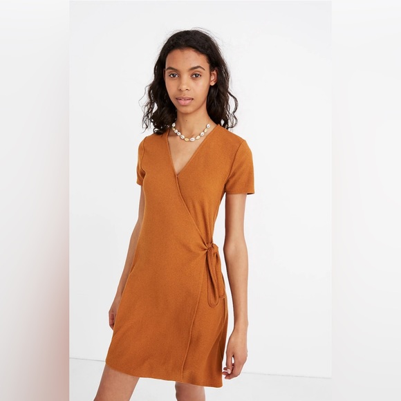Madewell Texture & Thread Rust Wrap Dress - Picture 1 of 4